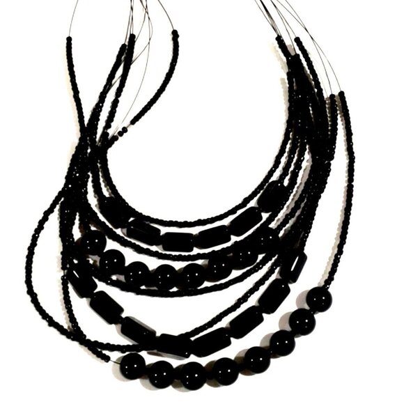 Chico's Layered Black Beaded Necklace – Multi-Strand Statement Jewelry for Women - Picture 3 of 10